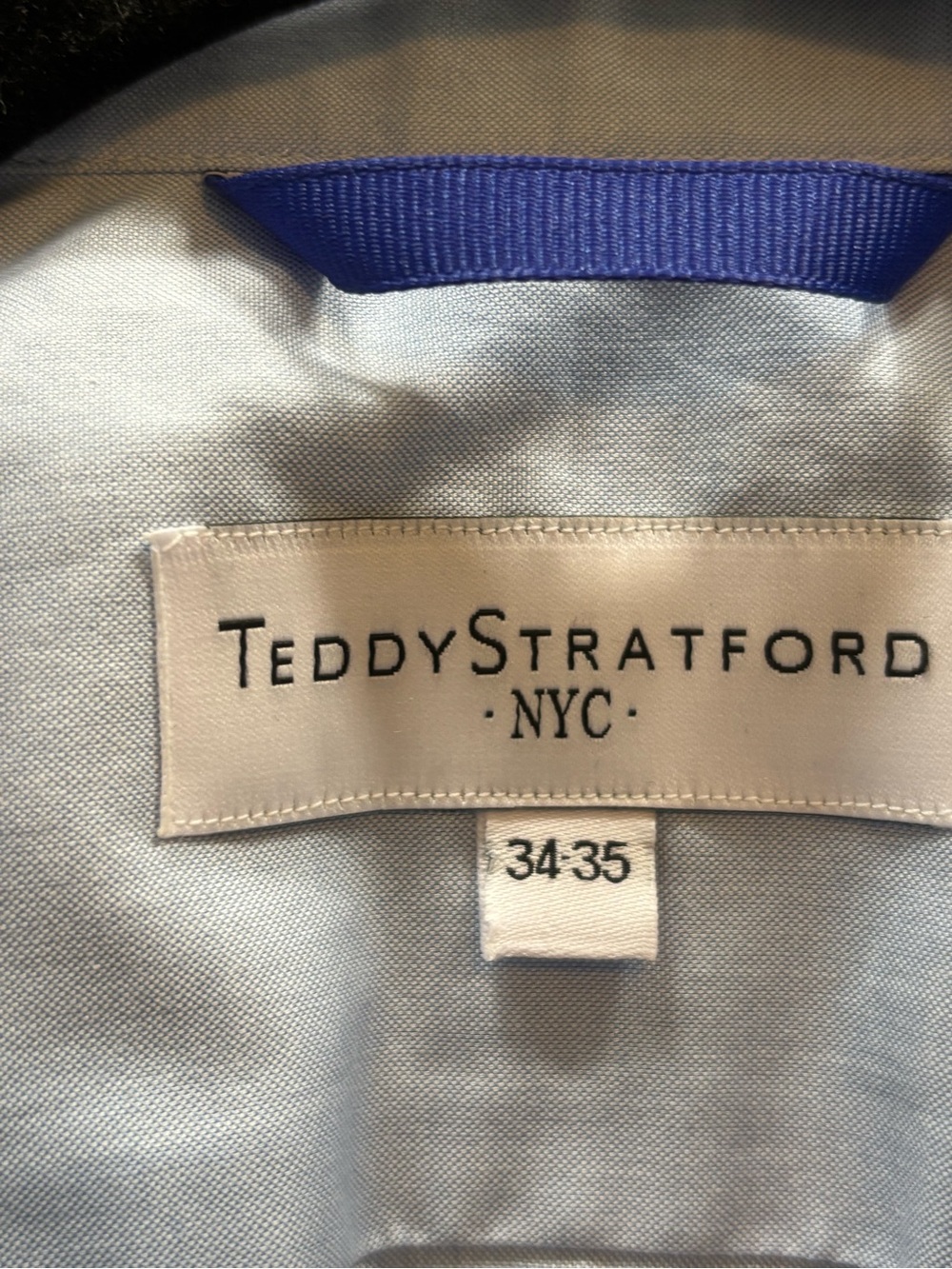 Teddy Stratford NYC Zip Fit Hidden Zipper Dress Shirt Light Blue XS 34/35 Cotton - Picture 5 of 6